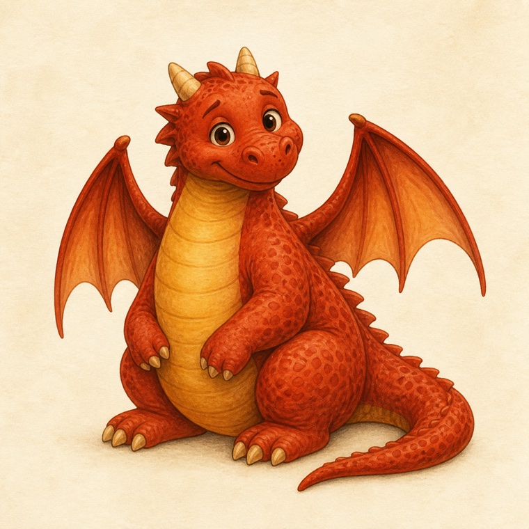 Ember the friendly red dragon